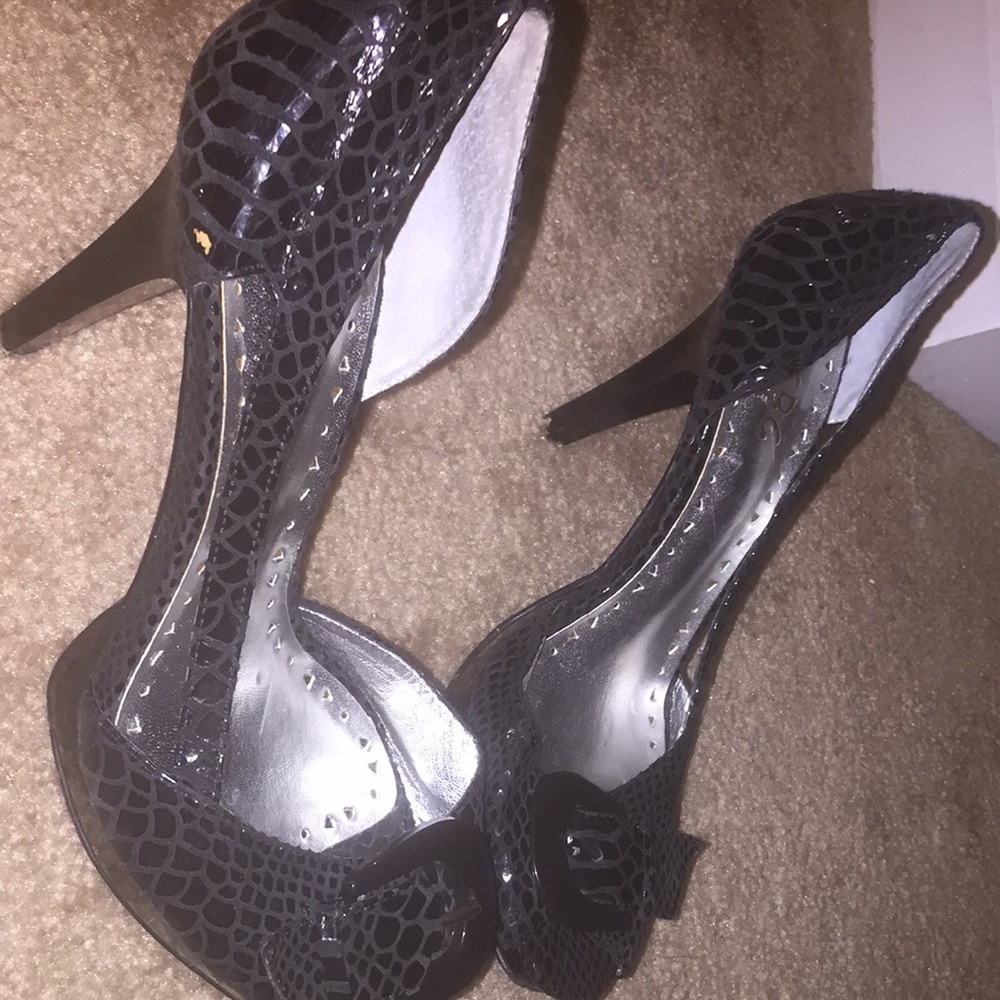 Black BCBG open toe heels